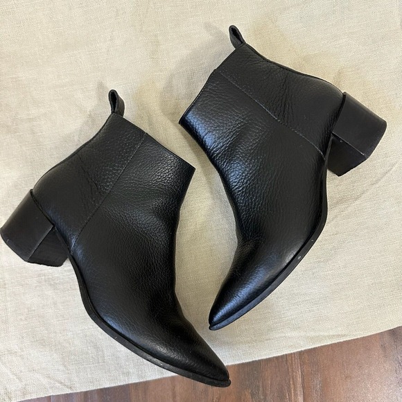 EVERLANE The Boss Boot Booties in Black Pebbled Leather ITALY MADE - Picture 6 of 13
